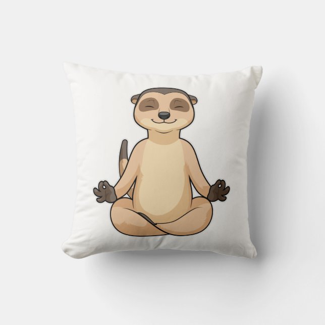 Cojín Decorativo Meerkat en la meditación del yoga (Anverso)