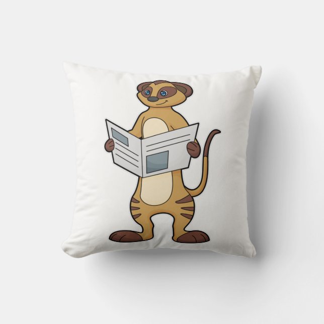 Cojín Decorativo Meerkat leyendo un periódico (Anverso)