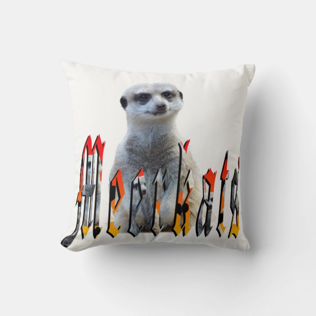 Cojín Decorativo Meerkats: Orgullosos detrás del nombre (Anverso)
