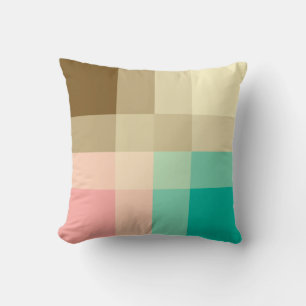 Cojín Decorativo Mega plaid de mediados de siglo - marrón y melocot