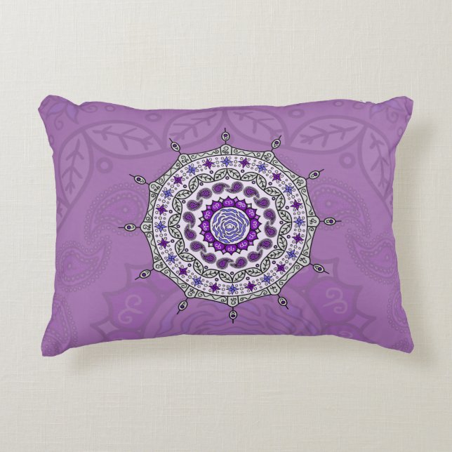 Cojín Decorativo Mehndi Fantasy Silver Accent Pillow (Anverso)