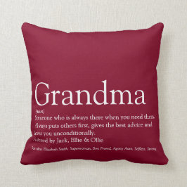 Cojín Decorativo Mejor Abuela del Mundo Definición Burgundy