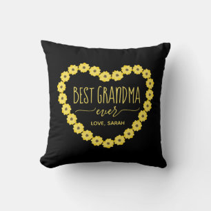 Cojín Decorativo Mejor Abuela del Mundo Girasol Corazón Personaliza