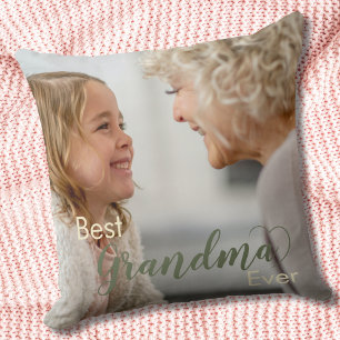 Cojín Decorativo Mejor Abuela del Mundo Texto Verde Sage Corazón Fo