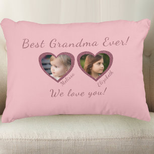 Cojín Decorativo Mejor Abuela Plantilla Personalizada de Dos Fotos