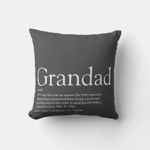 Cojín Decorativo Mejor Abuelo Definición Gris