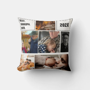Cojín Decorativo Mejor Abuelo del Mundo Colage de Fotos y Texto Per