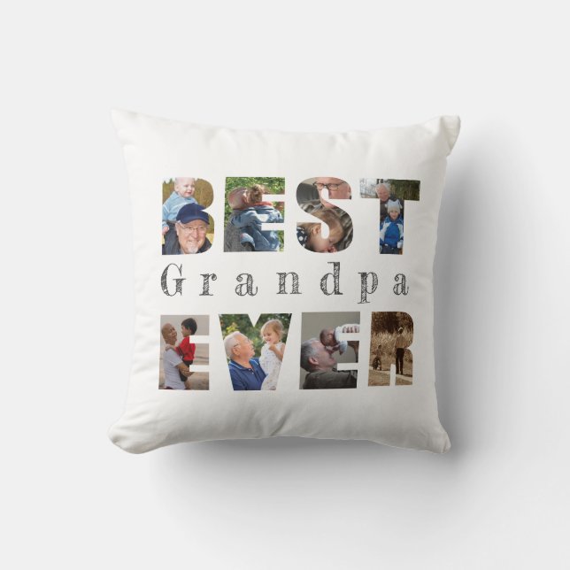 Cojín Decorativo Mejor abuelo, foto de texto de personalizado, blan (Anverso)