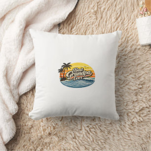 Cojín Decorativo Mejor Abuelo Retro Diseño Atardecer