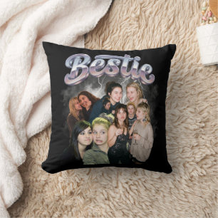 Cojín Decorativo Mejor amiga personalizada foto collage retro