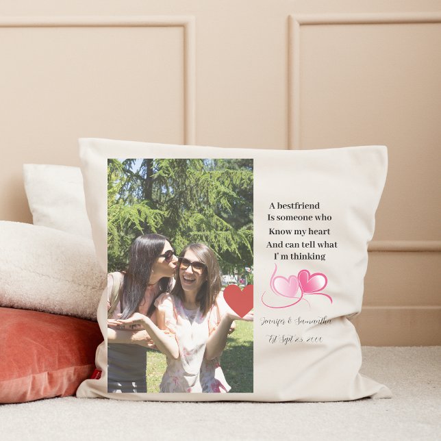 Cojín Decorativo Mejor Amigo Foto Pillow | Amistad personalizado (Subido por el creador)