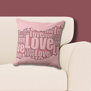 Cojín Decorativo Mejor amigo patrón de tipografía de amor rosa