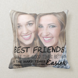 Cojín Decorativo Mejor Amigo Personalizado Foto BFF Amistad Azul