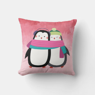 Cojín Decorativo Mejor amigos de Cute Festiva Winter Penguin