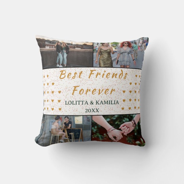 Cojín Decorativo Mejor Amigos Personalizado Collage de fotos Pillow (Anverso)