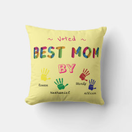 Cojín Decorativo Mejor arte de mano de mamá votado sobre personalid