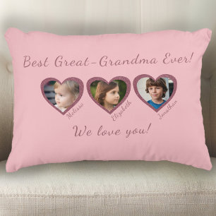 Cojín Decorativo Mejor Bisabuela Plantilla Personalizada de Tres Fo