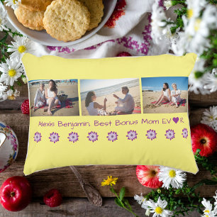 Cojín Decorativo Mejor Bono Mamá Nunca, con Corazón. Nombre + 3 Fot