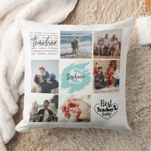 Cojín Decorativo Mejor Collage de fotos personalizado de la histori