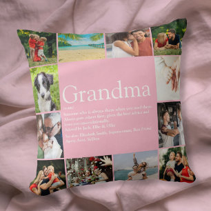 Cojín Decorativo Mejor definición de abuela 12 collage de fotos