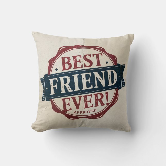 Cojín Decorativo Mejor diseño de texto aprobado por Amigo (Anverso)