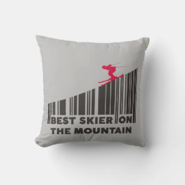 Cojín Decorativo Mejor Esquiador Del Diseño De Código De Barras De 