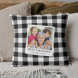 Cojín Decorativo Mejor foto de abuelo en cuadros en blanco y negro