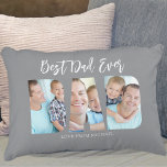 Cojín Decorativo Mejor foto de papá<br><div class="desc">Esta almohada para papá está decorada con tres plantillas de fotos en forma de la palabra DAD en un fondo gris. Dice 'Mejor Papá Nunca' y 'Amor De'. El texto y las fotos son personalizables.</div>