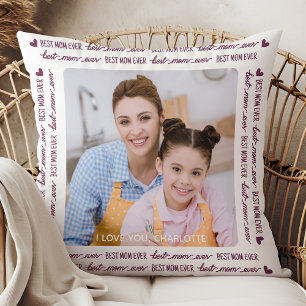 Cojín Decorativo Mejor foto personalizada de MOM con estilo único