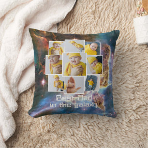 Cojín Decorativo Mejor foto y texto personalizado de 9 en galaxia