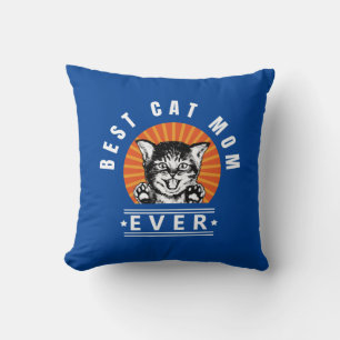 Cojín Decorativo Mejor Gato Mamá Jamás Vintage Sunburst Cushist