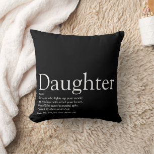 Cojín Decorativo Mejor hija de todos los tiempos definición en negr