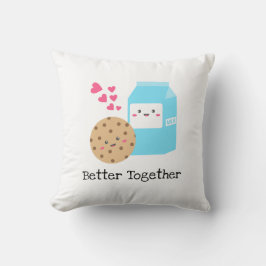 Cojín Decorativo Mejor Juntos Kawaii Leche y cookies amor suave