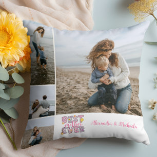 Cojín Decorativo Mejor Madre del Mundo Floral 4 Collage de Fotos