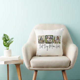 Cojín Decorativo Mejor Madre Perro - Personalizado de 3 Collages de