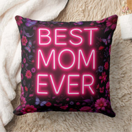 Cojín Decorativo Mejor Mamá Cita Flores Rosa Colores Neones