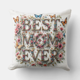 Cojín Decorativo Mejor Mamá Cita Mariposas Hermosas Flores