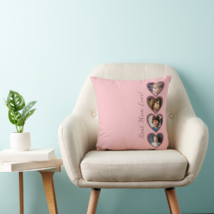 Cojín Decorativo Mejor Mamá Corazones Rosados 4 niños Fotografía Co