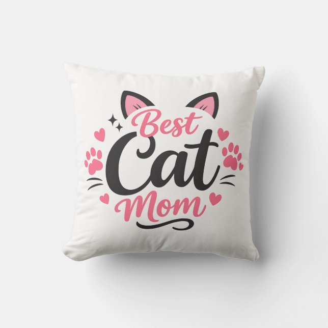Cojín Decorativo Mejor Mamá de Gatos (Anverso)