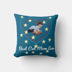 Cojín Decorativo Mejor Mamá de Gatos del Mundo Personalizar Foto Te