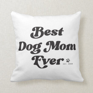 Cojín Decorativo Mejor Mamá de Perro Retro Tipografía Blanca