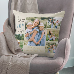 Cojín Decorativo Mejor Mamá del Mundo 5 Colage de Fotos Piedra Pers