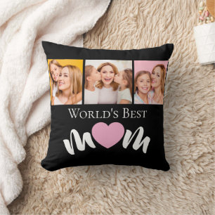 Cojín Decorativo Mejor Mamá del Mundo Corazón Adorable Elegante Neg