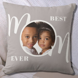 Cojín Decorativo Mejor Mamá del Mundo Foto Gris