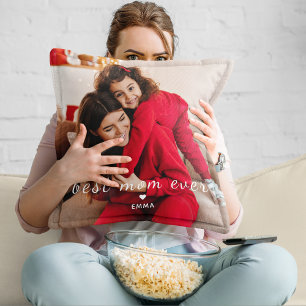 Cojín Decorativo Mejor Mamá del Mundo l Foto y Texto Personalizados