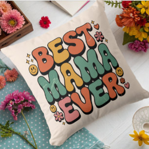 Cojín Decorativo Mejor mamá jamás guión retro vintage Día de la Mad