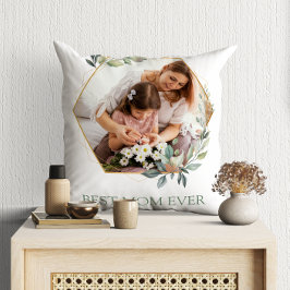 Cojín Decorativo Mejor Mamá Nunca 2 Foto Eucalyptus Watercolor