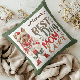 Cojín Decorativo Mejor Mamá Perro Acuarela Yorkie Personalizado Ver