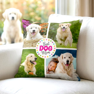 Cojín Decorativo Mejor Mamá Perro Personalizado 4 Fotos Huellas Mul