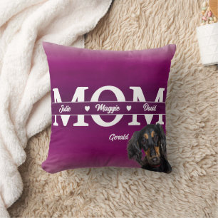 Cojín Decorativo Mejor Mamá Personalizada tres nombres más perro